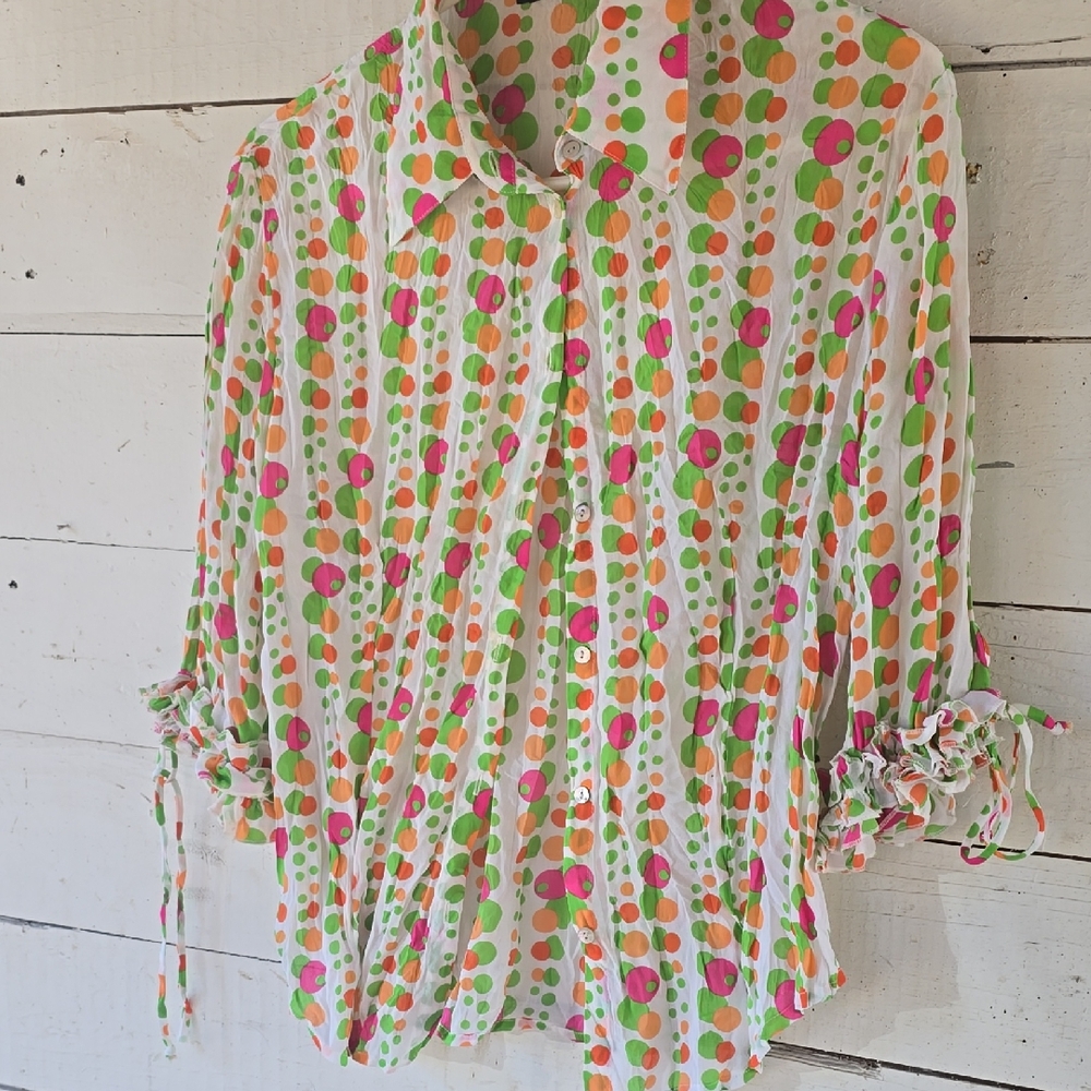 Violet & ClaireColorful Polka Dot Blouse Large
